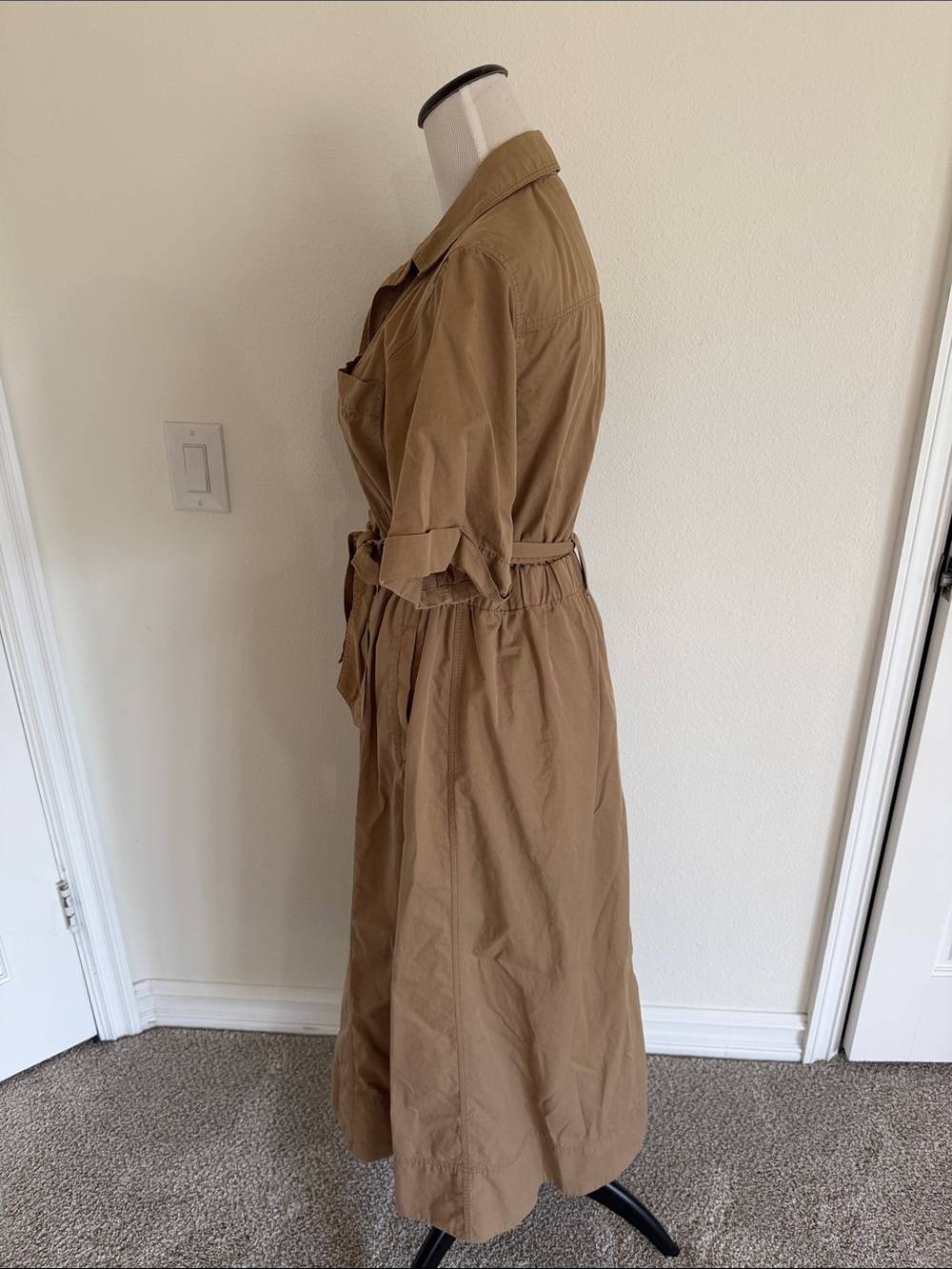 ME+EM Cotton Utility Midi Shirt Dress with Belt Stone Khaki (US 6 / UK 10) - Picture 9 of 15